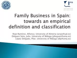 Family Business in Spain: towards an empirical definition and classification