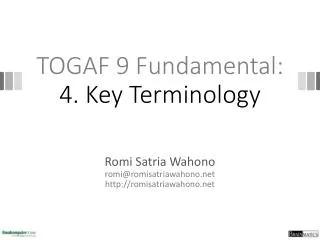 TOGAF 9 Fundamental: 4. Key Terminology