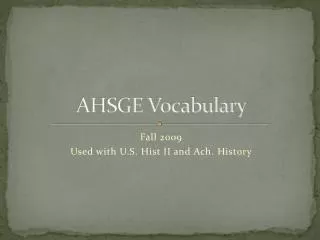 AHSGE Vocabulary