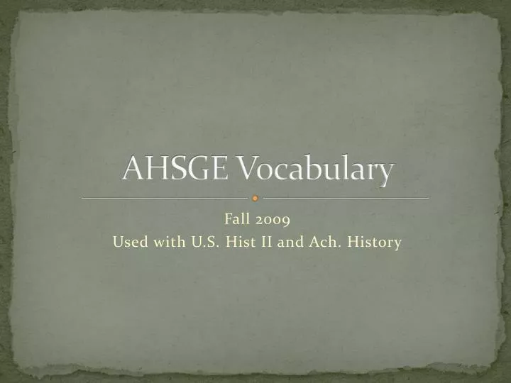 ahsge vocabulary