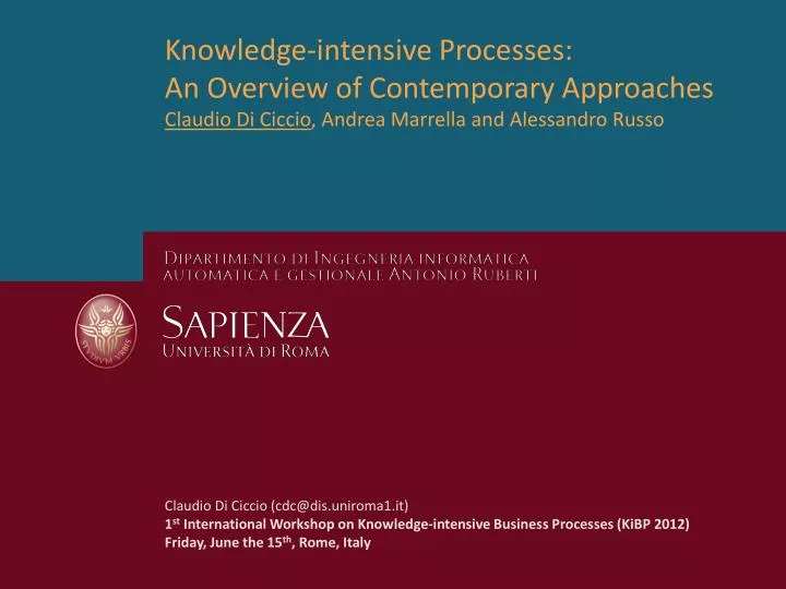 knowledge intensive processes an overview of contemporary approaches