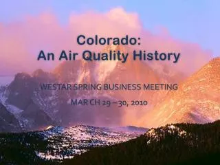 Colorado: An Air Quality History