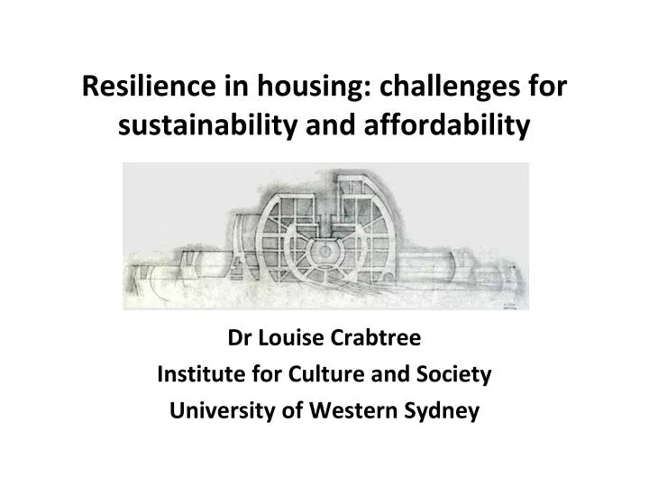 resilience in housing challenges for sustainability and affordability