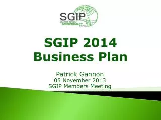 SGIP 2014 Business Plan
