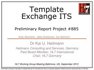Template Exchange ITS Preliminary Report Project # 885