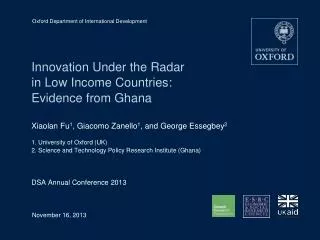 Innovation Under the Radar in Low Income Countries: Evidence from Ghana