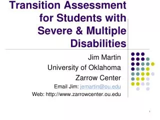 Transition Assessment for Students with Severe &amp; Multiple Disabilities