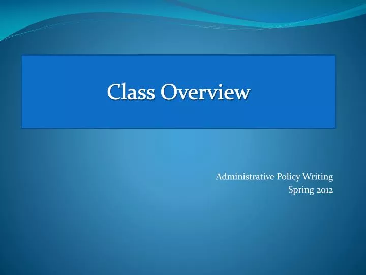 class overview