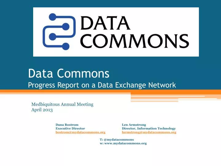 data commons progress report on a data exchange network