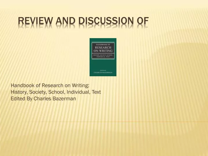 handbook of research on writing history society school individual text edited by charles bazerman