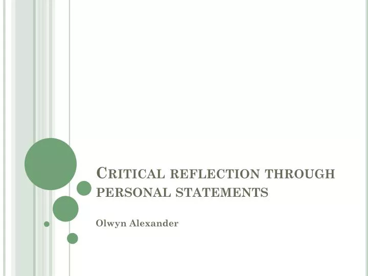 critical reflection through personal statements