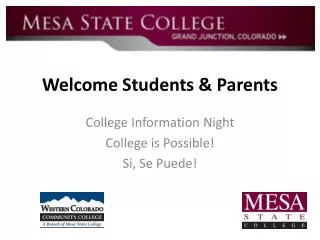 Welcome Students &amp; Parents