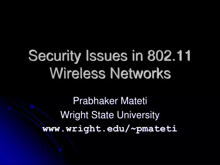 security issues in 802 11 wireless networks