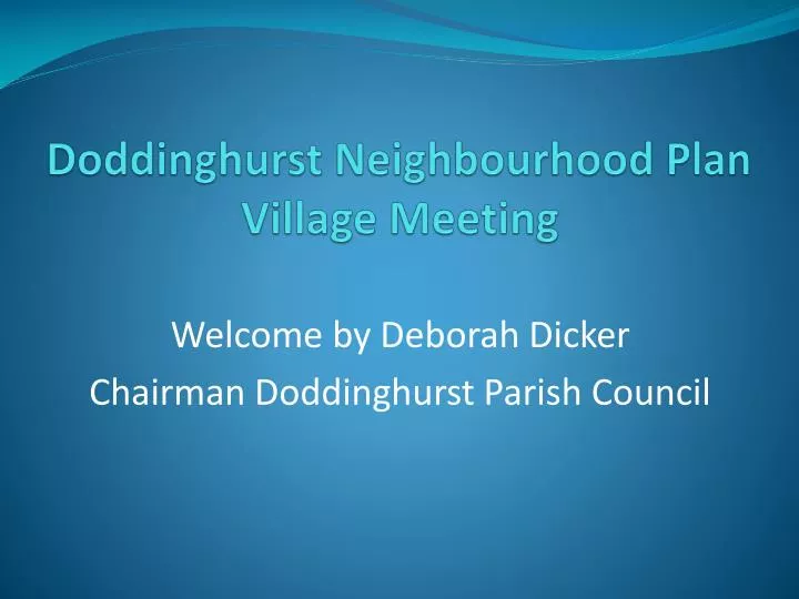doddinghurst neighbourhood plan village meeting