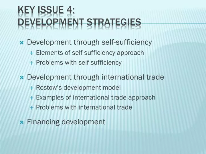 key issue 4 development strategies