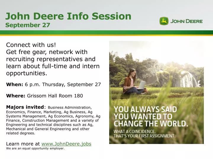 john deere info session september 27