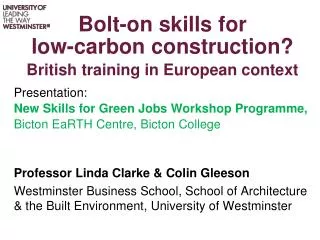 Bolt-on skills for low-carbon construction? British training in European context