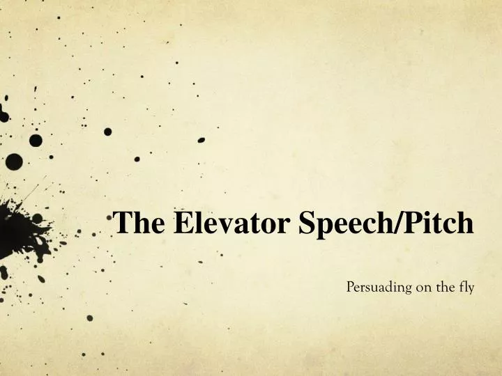 the elevator speech pitch