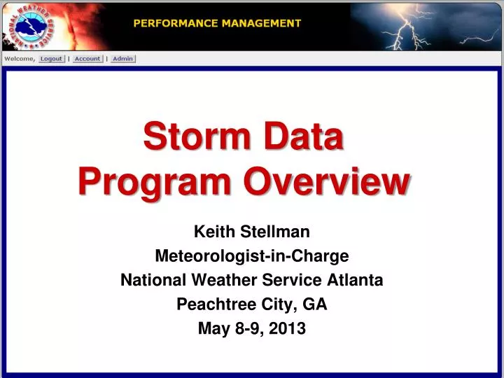 storm data program overview