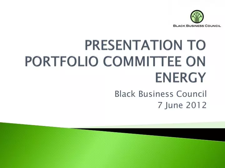 presentation to portfolio committee on energy