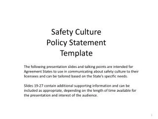 Safety Culture Policy Statement Template