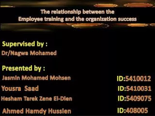 The relationship between the Employee training and the organization success