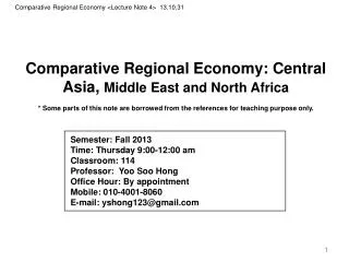 Comparative Regional Economy : Central Asia, Middle East and North Africa