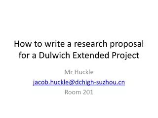 How to write a research proposal for a Dulwich Extended Project