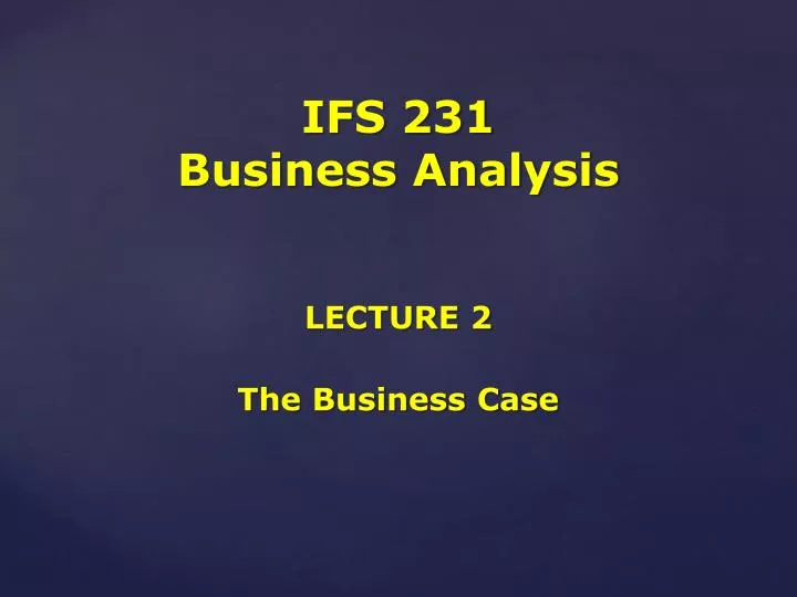 ifs 231 business analysis