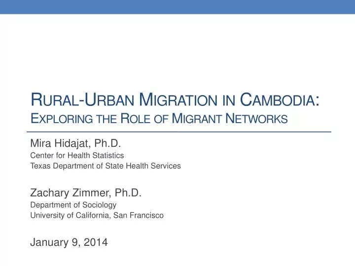 rural urban migration in cambodia exploring the role of migrant networks