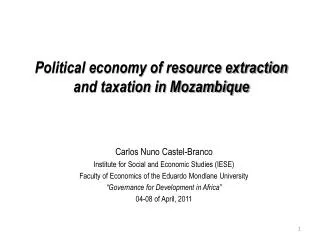 Political economy of resource extraction and taxation in Mozambique