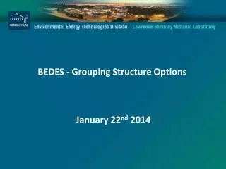BEDES - Grouping Structure Options January 22 nd 2014
