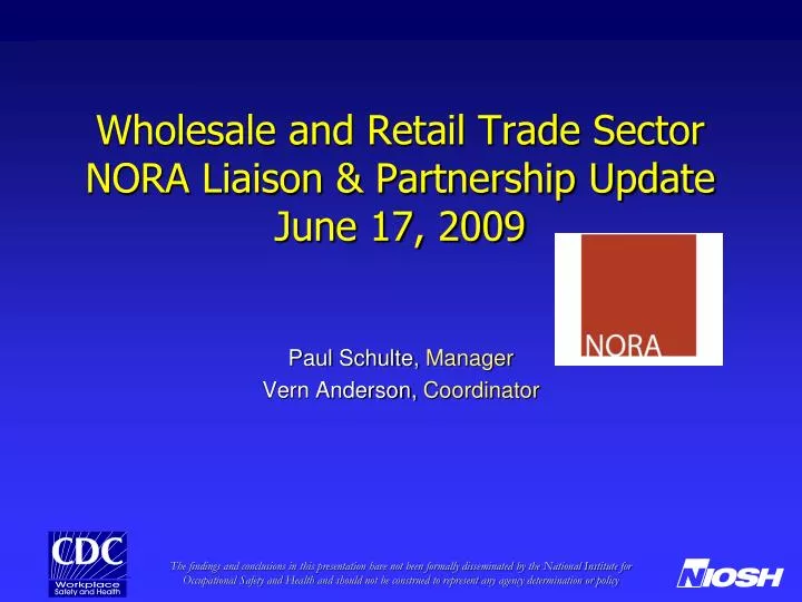 wholesale and retail trade sector nora liaison partnership update june 17 2009