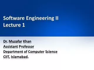 Software Engineering II Lecture 1