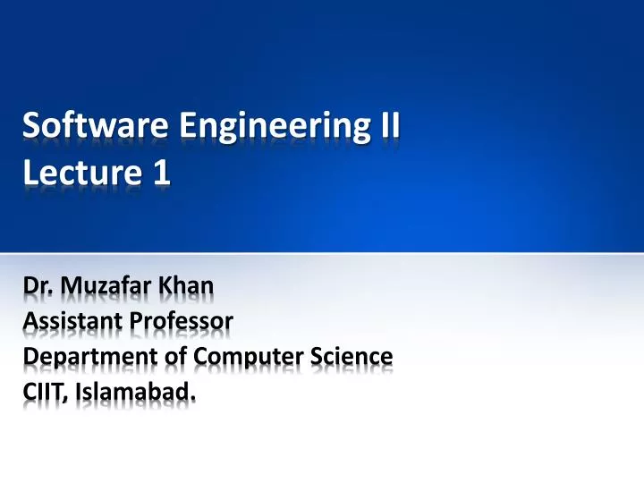 software engineering ii lecture 1