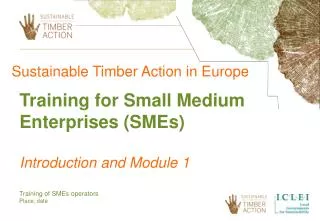 Training of SMEs operators Place, date