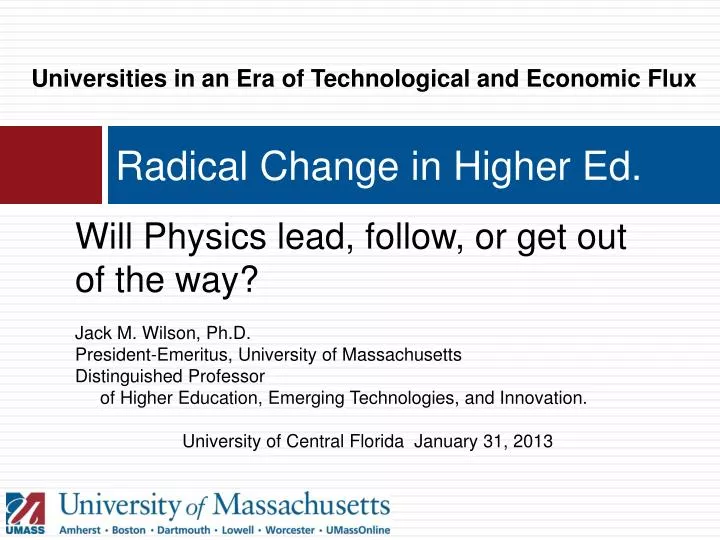 radical change in higher ed