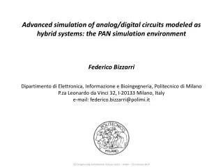 Advanced simulation of analog/digital circuits modeled as hybrid systems: the PAN simulation environment