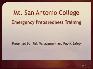 Mt. San Antonio College Emergency Preparedness Training