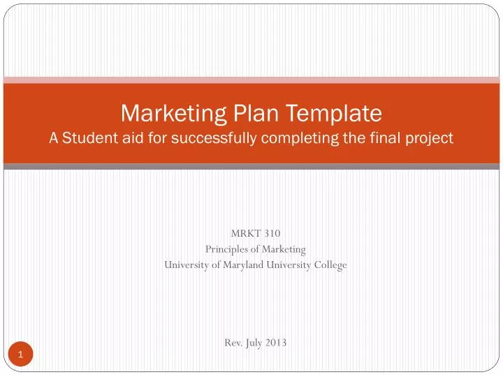 marketing plan template a student aid for successfully completing the final project