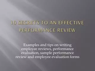 10 Secrets to an Effective Performance Review