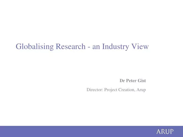 globalising research an industry view