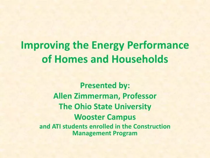 improving the energy performance of homes and households