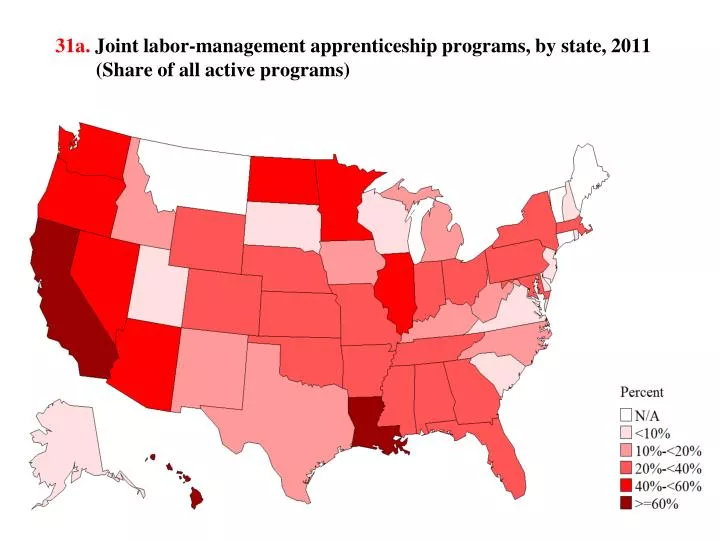 31a joint labor management apprenticeship programs by state 2011 share of all active programs