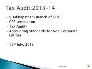 Tax Audit:2013-14
