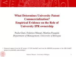 What Determines University Patent Commercialization? Empirical Evidence on the Role of University IPR ownership