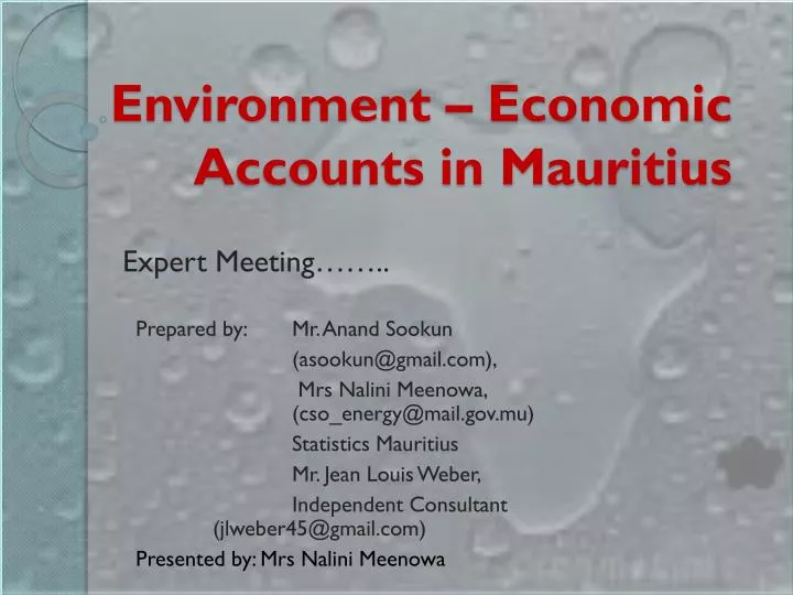 environment economic accounts in mauritius