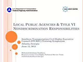 Local Public Agencies &amp; Title VI Nondiscrimination Responsibilities