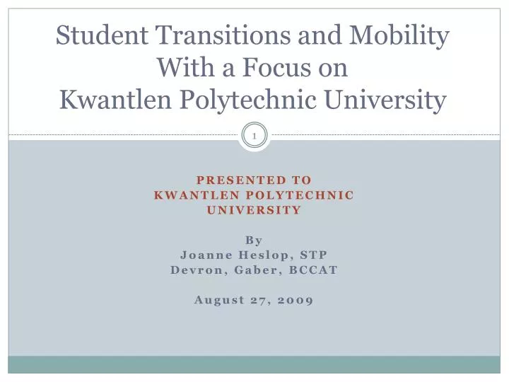 student transitions and mobility with a focus on kwantlen polytechnic university