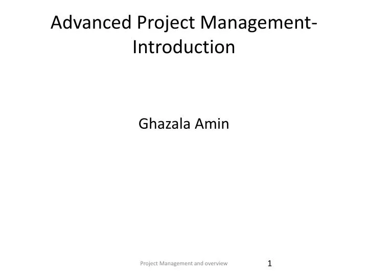advanced project management introduction